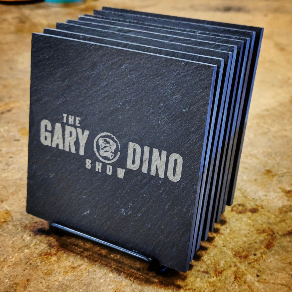 The Gary and Dino Show SLATE COASTERS (set of 8)